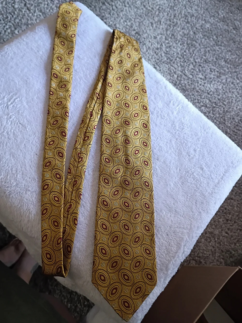 Men's Yellow Patterned Silk Tie - Made In Italy
